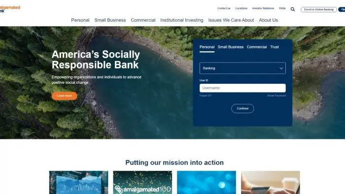 Amalgamated Bank Website Landing Page
