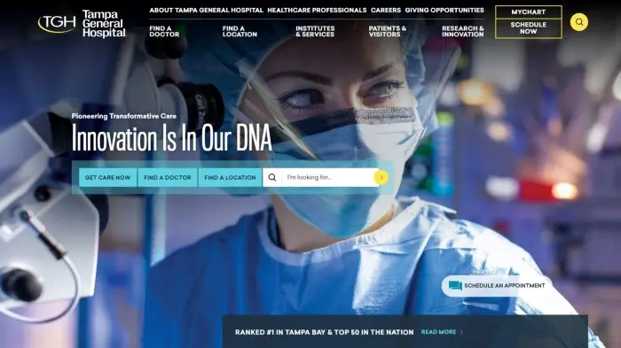 Tampa General Hospital Website Landing Page